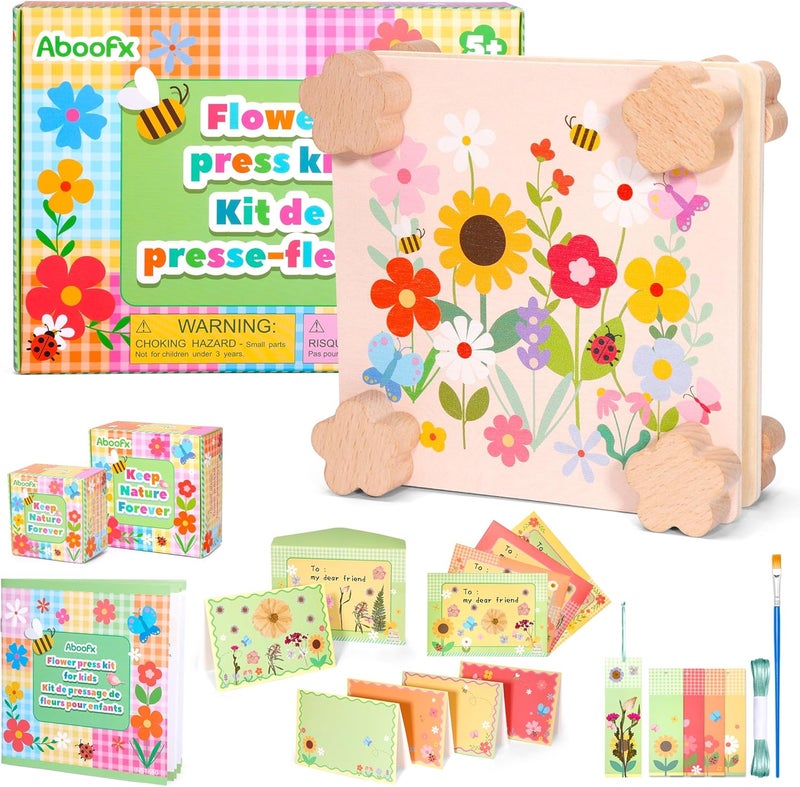 Aboofx Creativity Flower Press Kit for Kids | Educational Arts & Crafts Pressed Flower Art Kit for DIY Frame, Bookmarks & Cards | Small Botanical Class Project Nature Gift for Girls & Boys Ages 5+ - Image 1